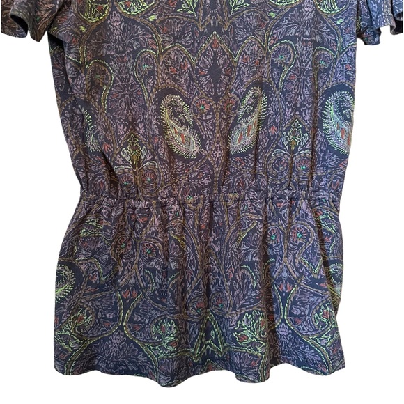 Lucky Brand Paisley Floral Blue Short Sleeve Top - Picture 9 of 13